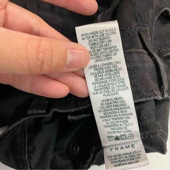 FRAME Le High Skinny Jeans‎ Laser Patchwork in Black Noir Multi size 26 - Picture 12 of 13